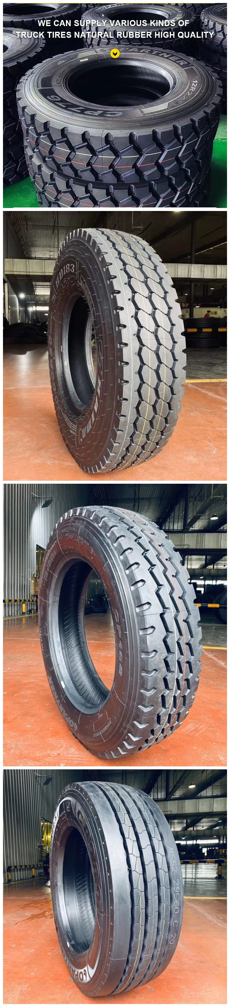 DOT/ECE/EU-Label Factory Wholesale All Steel Radial Heavy Duty Dump Truck TBR Bus Trailer Tyre, OTR, Passenger Car Tire, Light Truck Tire, Solid Tyre